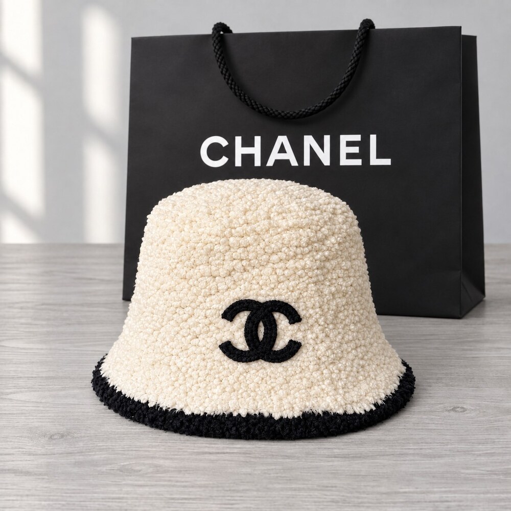 CHANEL Teddy Fleece CC Bucket Hat